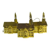 Vintage 3d Brass Filagree Chapel Gold Tone Church Christmas Ornaments Lo... - £25.45 GBP