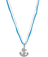 BETSEY JOHNSON ANCHOR PAVE 3 WAY CHARM NECKLACE NWT - £22.43 GBP