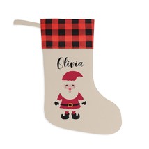 Personalized Christmas Stocking Santa Burlap Buffalo Plaid Custom Name Gift - $24.99