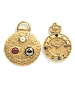 Lot 2 Gold Tone Clock Face Pins Pocket Watch Design Faux Gem Rhinestone ... - $365.11 MXN
