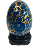 Floral Wood Egg Handmade w/Bright Flowers &amp; Original Stand &quot;MINT&quot;. - $12.03 CAD