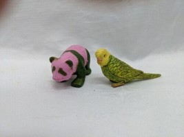 Lot Of (2) Parakeet And Pink Panda Bear 2&quot; Animal Toys - £16.80 GBP