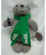 VINTAGE Coca-Cola COKE CUTE SEAL WITH GREEN SCARF 8&quot; Bean Bag STUFFED AN... - £11.71 GBP