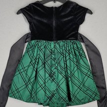 IZ Byer Girl Dress Children&#39;s Size 5 Holiday Green Black Velvet Formal P... - $12.84