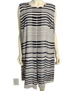 NWT Calvin Klein White with Blue Stripes Sleeveless Lined Shift Dress Si... - $64.50 CAD