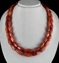 Red Natural Carnelian Beads Barrel 2 Line 1247 Carats Gemstone Fashion Necklace - £313.25 GBP