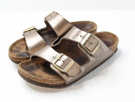 Birkenstock Sandals Womens 35 Arizona Slide Two Straps Copper Metallic Leather - £20.47 GBP