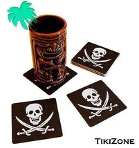 20 Jolly Roger/Skull and Crossbones Pirate Flag Drink Coasters Tiki Bar Skeleton - £11.98 GBP