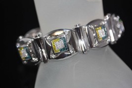 14k White Gold Fancy Link Bracelet w/ Yellow, Blue &amp; White Diamonds 6.00 CT t/w - £3,945.45 GBP