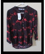Notations Petite Women&#39;s Blouse Size PS Red Purple &amp; Black Print Retail ... - €18,43 EUR