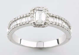 1.05 Carato Smeraldo Taglio Diamante 14k Oro Bianco Fidanzamento Misura Anello 7 - £1,650.32 GBP
