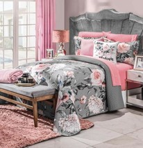 Samara Flowers Reversible Bedspread Coverlet Set 6 Pcs King Size - £122.65 GBP