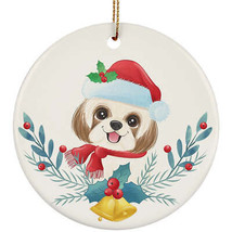 Cute Shih Tzu Dog Round Ornament Christmas Gift Home Decor For Pet Puppy Lover - £11.78 GBP