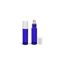 Perfume Studio Aromatherpy Roll On Blue Frosted Cobalt Bottles with Metal Ball A - £7.54 GBP