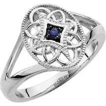 Sterling Silver Blue Sapphire Filigree Beaded Ring - £117.16 GBP