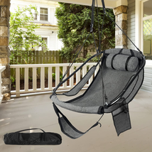 Hammock Chair with Foot Rest, Sky Chair with Metal Bar, Hanging Chair Outdoor wi - £86.85 GBP