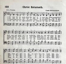 1877 Sheet Music Christ Returneth Christian Religious Victorian Hymns 7.75 X 5&quot; - £11.00 GBP