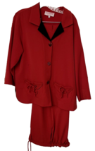 Chuckkers 2 Piece Red w Black Accents Suit Jacket &amp; Pants Women&#39;s Sz Large - £36.27 GBP
