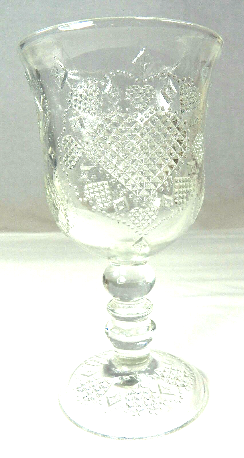 Primary image for Avon Vintage 1978 Clear Glass Hearts Diamonds Wine Water Goblet 7" Fostoria
