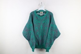 Vtg 90s Coogi Style Womens Large Ed Bassmaster Abstract Wool Blend Knit Sweater - £43.47 GBP