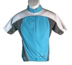 Funkier Women&#39;s Cycling Short Sleeve Shirt 3/4 Zip Up Blue White 50+ UPF... - $15.83