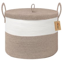 Large Basket With Lid, 20&quot; X 20&quot; X 15&quot; Blanket Storage Basket For Living Room, W - £37.81 GBP