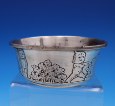 Matthews Co Sterling Silver Child&#39;s Bowl Acid Etched w/Cupies and Bushes... - $335.61