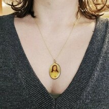 Vintage Ornate Gold Jesus Christ Medal Medallion Necklace - $39.99