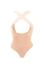 RONNY KOBO Womens Bodysuit Chest Crossed Slim Elastic Peach Pink Size XS - £48.83 GBP