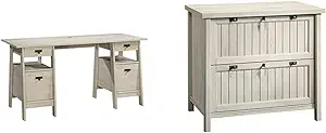 Sauder Trestle Executive Desk and Costa Lateral File, Chalked Chestnut F... - $924.99