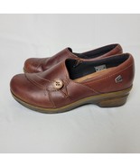 Keen Mora Button Slip On Shoes Womens sz 9 Brown Leather Casual Wedge 10... - $47.37 CAD