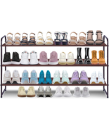 3 Tier Long Shoe Rack For Closet Stackable Wide Shoe Shelf Entryway Bron... - £25.11 GBP