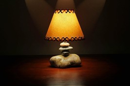 Lodge Cabin Decor Lamp...The Clearwater Small Stone Lamp w/9&quot; Clip On Shade - £120.60 GBP