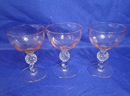 Vintage Morgantown Pink, Bottoms Glow Green Golf Ball Champagne Glasses ... - £36.83 GBP