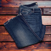 BKE Buckle Jeans Womens 32R Stella Boot Stretch Medium Distressed Unhemmed Bott - £15.38 GBP