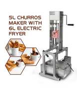 5L Vertical Manual Spanish Churros Twisted Stick Maker w/ 6L Electric De... - £468.32 GBP