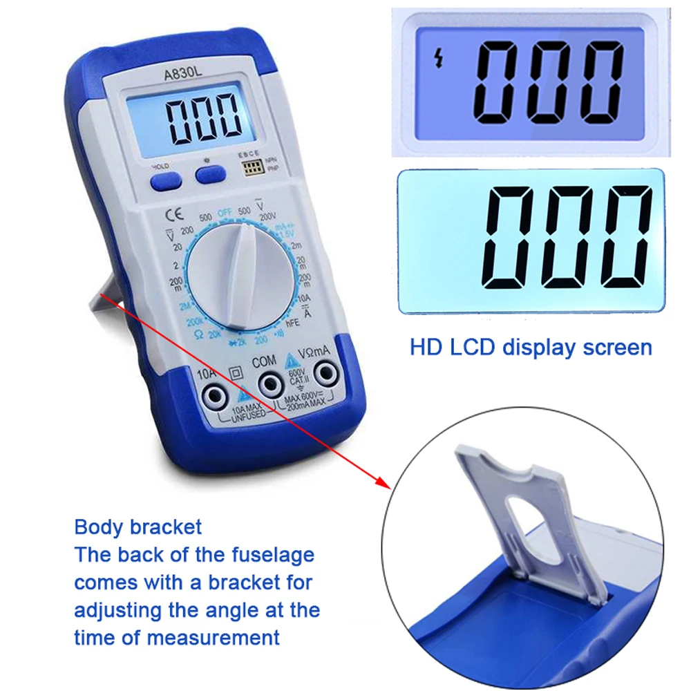 Sporting 1Pcs A830L LCD Digital Multimeter AC DC Voltage Diode Freguency Multite - £18.47 GBP