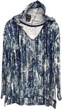 NWT LuLaRoe Large Blue Navy White Cream Tie Dye ELIZA Long Sleeved Hoodie - $41.38