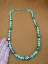 (v272) Green Cloisonne 24x17mm bead gold Chinese beads 28&quot; Necklace JEWELRY - £53.97 GBP