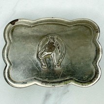 Silver Tone Vintage Horse Head Horseshoe Equestrian Western Belt Buckle - $16.82