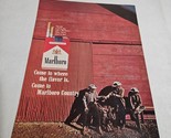 Marlboro Come to Where the Flavor Is Resting Cowboys Smoking Vtg Print A... - $10.98
