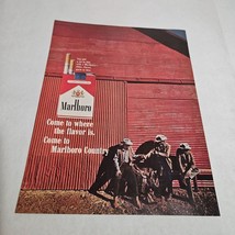 Marlboro Come to Where the Flavor Is Resting Cowboys Smoking Vtg Print A... - £8.63 GBP