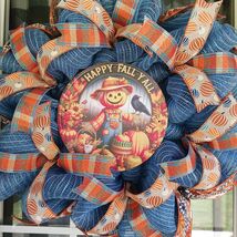 Happy Fall Yall Door Wreath  Rustic Mesh Autumn Decor  22 Inch - $59.99