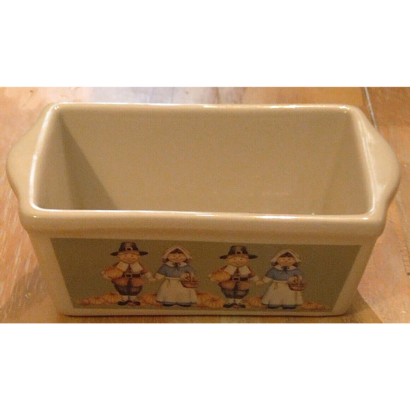 Nantucket Ceramic Pilgrim Loaf Pan 5x3x2 Thanksgiving Harvest Pumpkins F... - $8.86