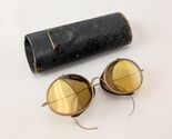 Antique Victorian Wire Mesh Side Shield Spectacles Amber Lens Goggles w/... - $89.90