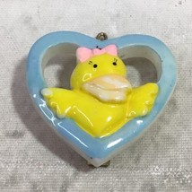 Vintage Plastic Barrette with Metal Clip Duck in a Heart  - $9.89