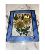 Vintage HandMade Pressed Dried Flower Preserved Butterfly Leaded Glass W... - $92.14 CAD