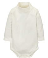 CuteOn Baby Boys Girls Solid Turtleneck Cotton Bodysuit, Beige 6 Months - £10.37 GBP