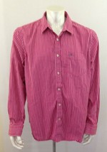 American Eagle Men&#39;s Pink White Striped Long Sleeve Button Up Shirt Size XXL - £10.27 GBP