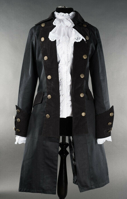 Primary image for Black Gothic Victorian Officers Jacket Steampunk Long Pirate Princess Coat